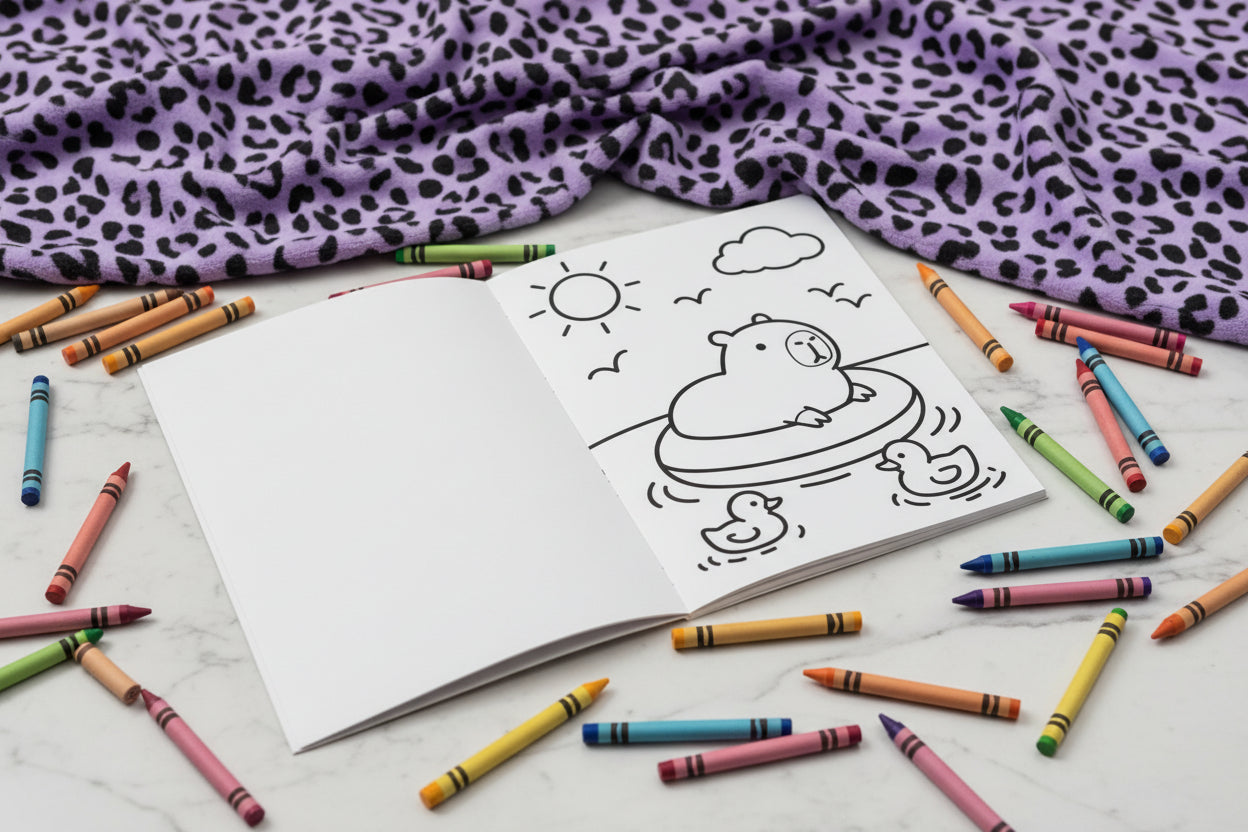 Cute Capybara Coloring Book | 12 Adorable Designs for Kids & Adults