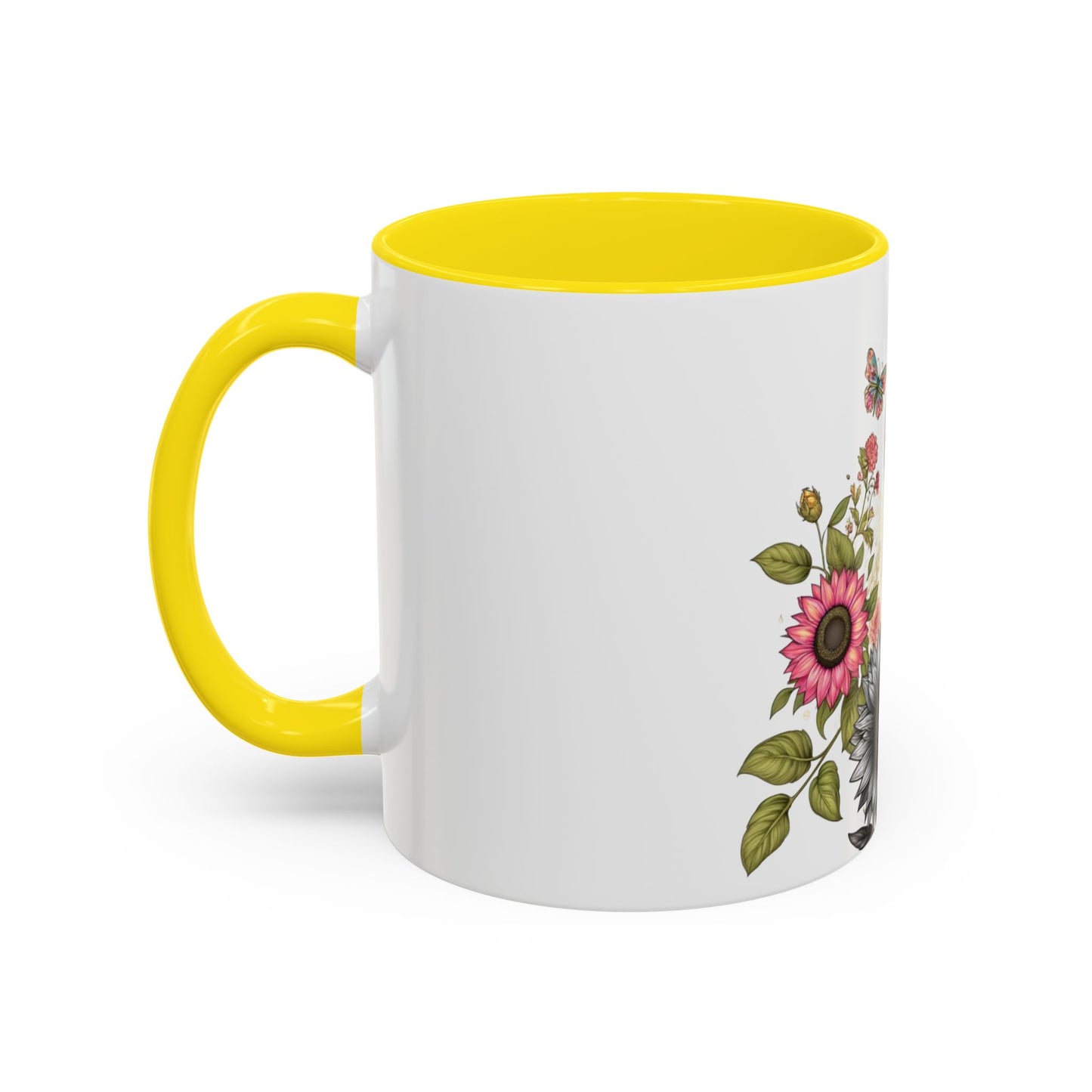 Colorful Floral Art Accent Coffee Mug - 11oz & 15oz