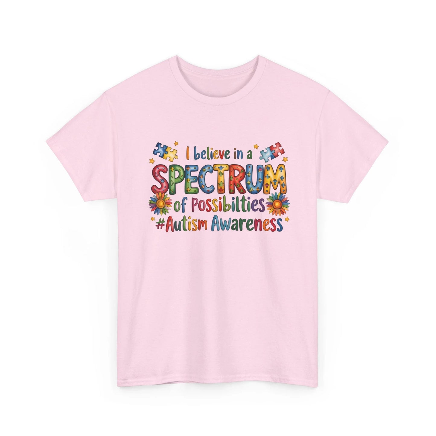 I Believe in the Spectrum Autism Awareness Unisex Heavy Cotton Tee – Neurodiversity Month Gift Shirt by Printify