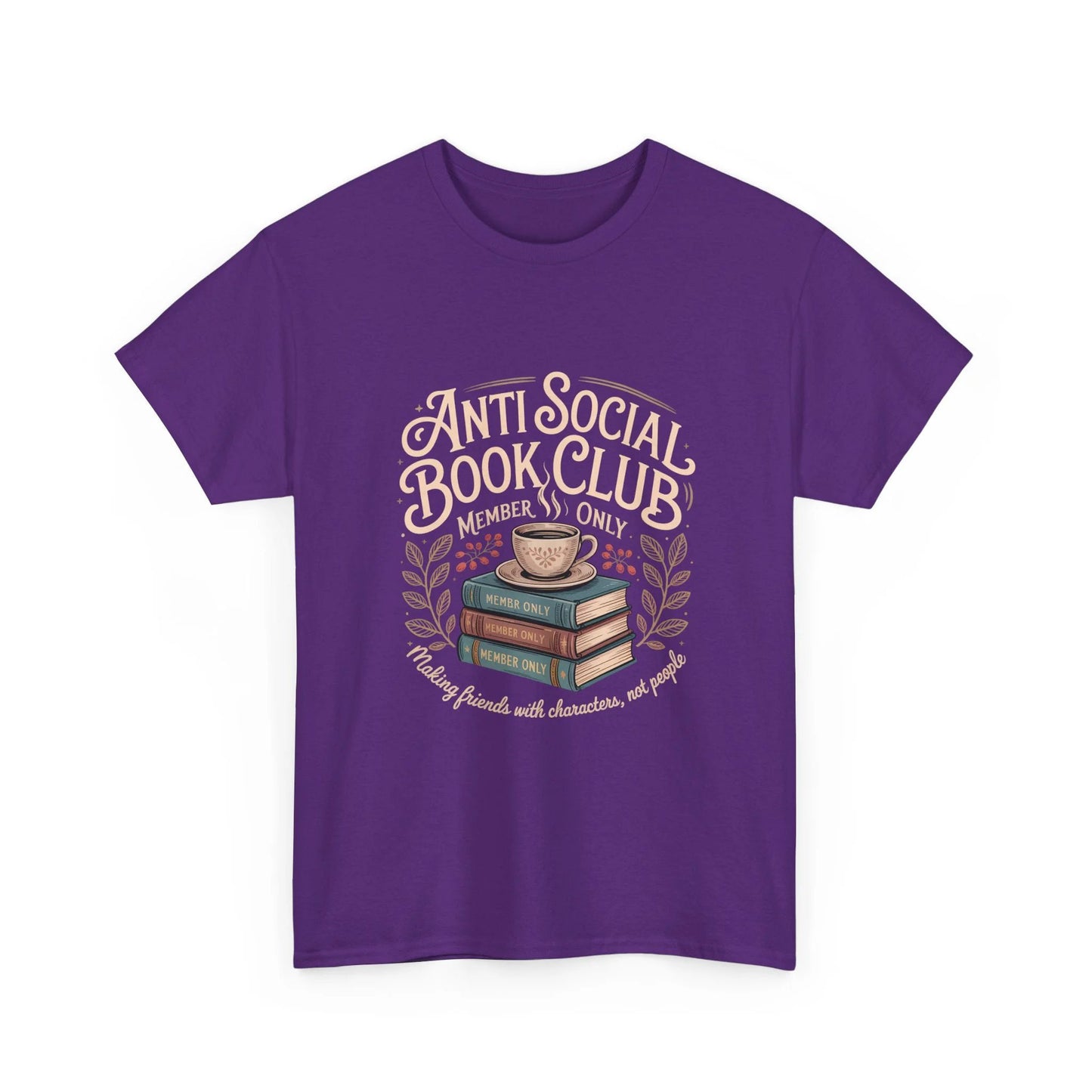 Book Lover Tee — "Anti Social Book Club" Coffee & Books Graphic Shirt by Printify