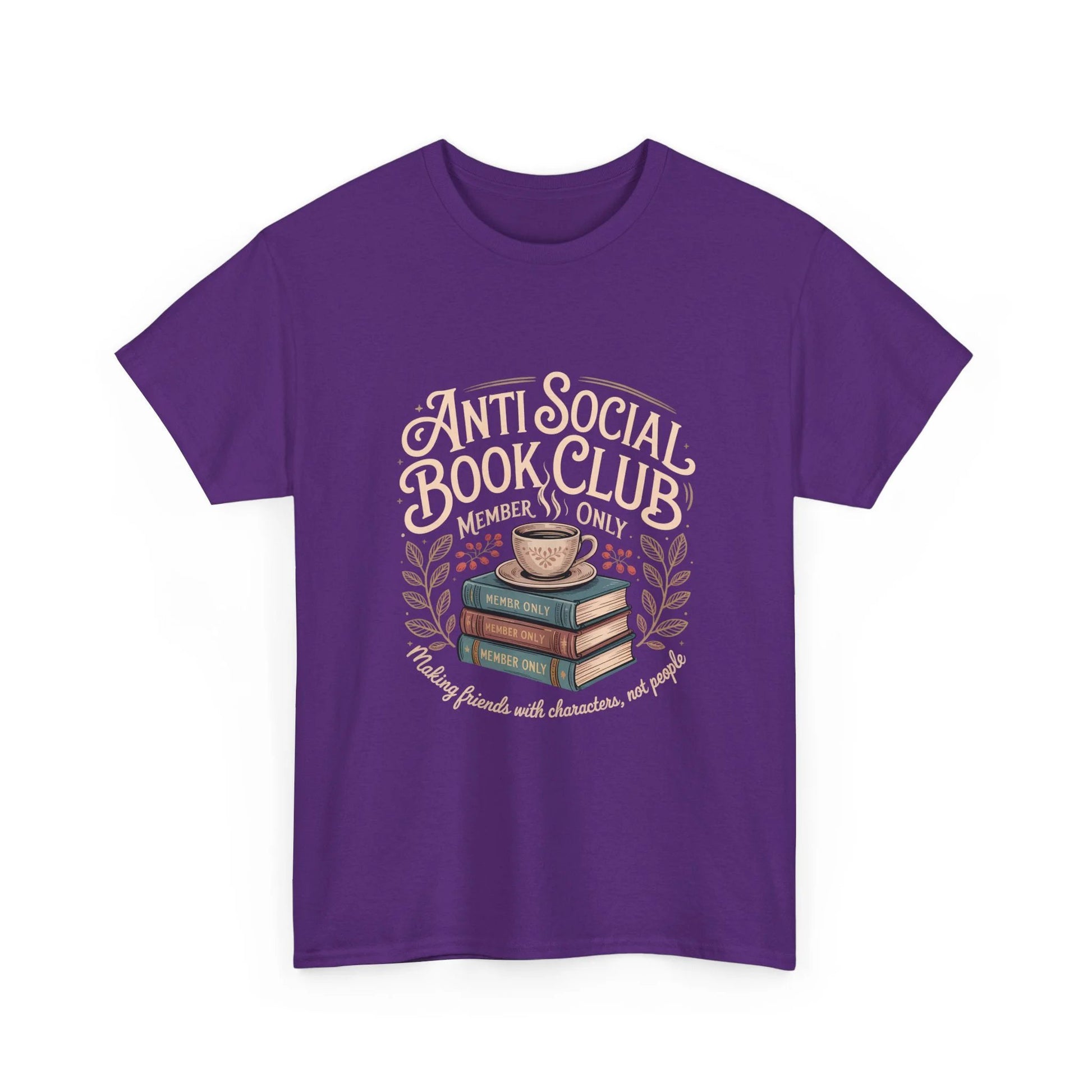 Book Lover Tee — "Anti Social Book Club" Coffee & Books Graphic Shirt by Printify