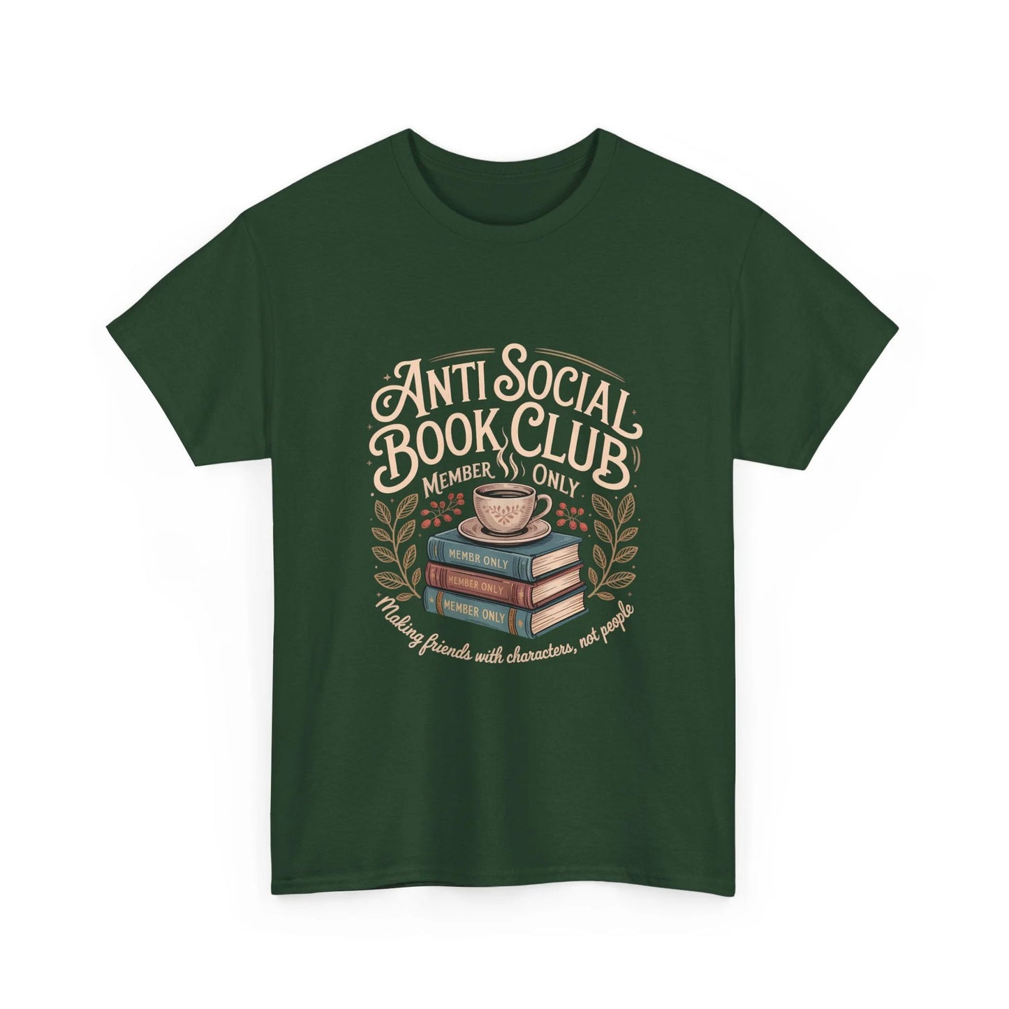Book Lover Tee — "Anti Social Book Club" Coffee & Books Graphic Shirt by Printify