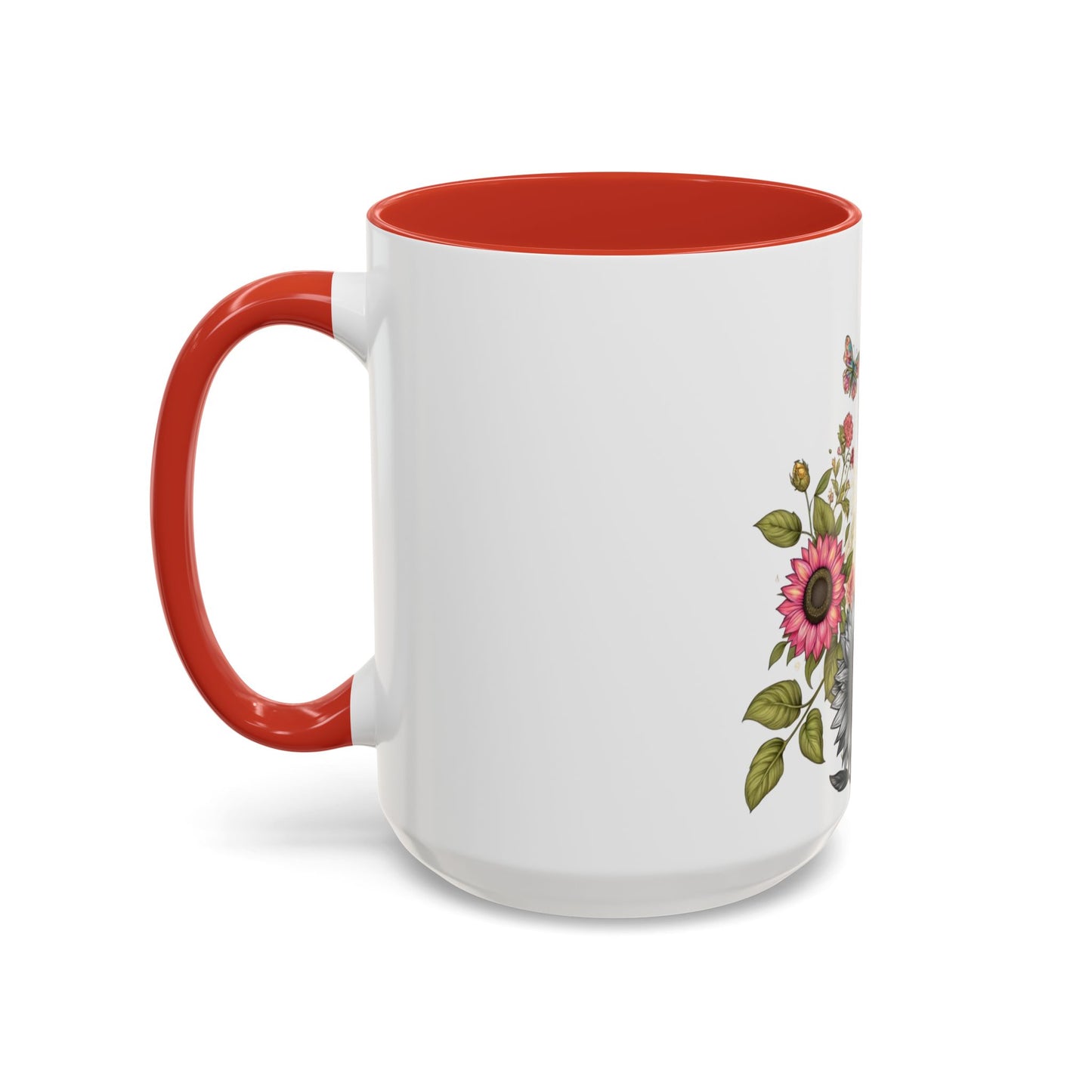 Colorful Floral Art Accent Coffee Mug - 11oz & 15oz