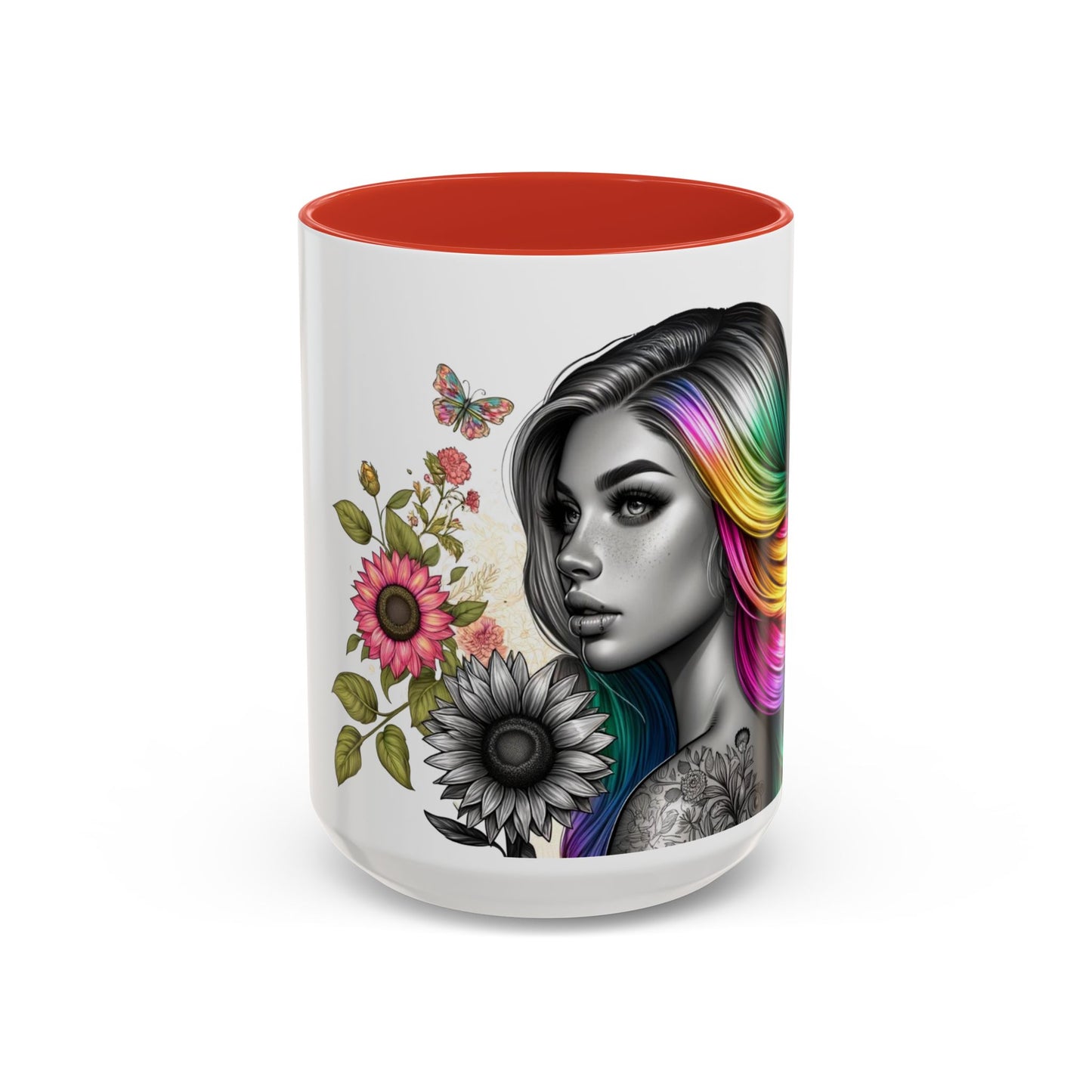 Colorful Floral Art Accent Coffee Mug - 11oz & 15oz