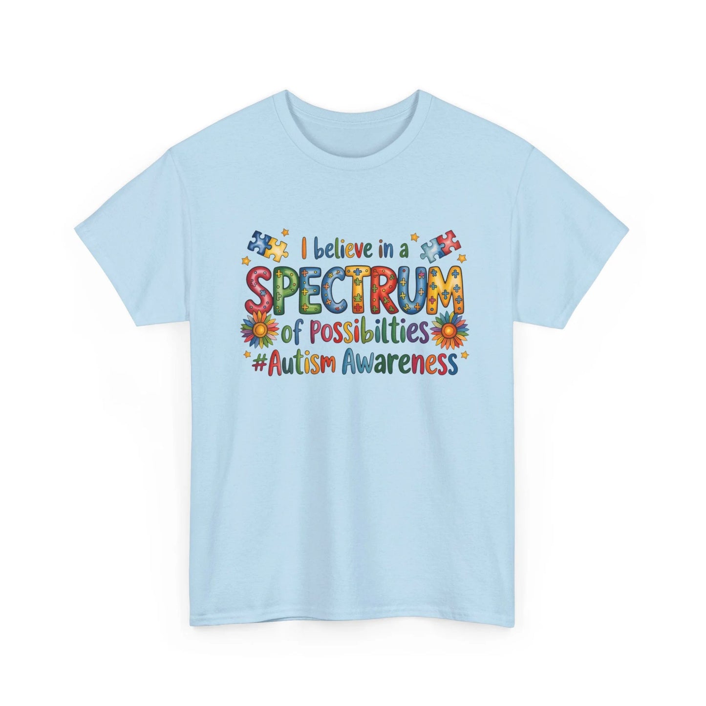 I Believe in the Spectrum Autism Awareness Unisex Heavy Cotton Tee – Neurodiversity Month Gift Shirt by Printify