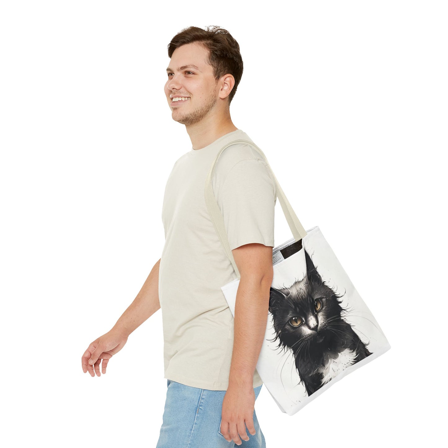Elegant Black Cat Portrait Tote Bag - Stylish Reusable Shopping Bag for Cat Lovers