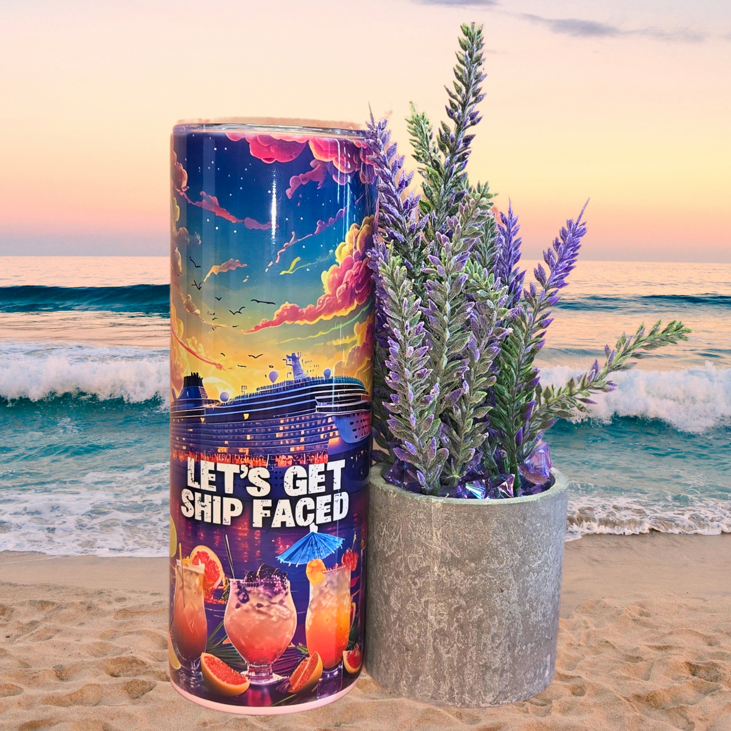 Let's Get Ship Faced 20 oz Stainless Steel Tumbler for Cruise Lovers - Fun Nautical Drinkware