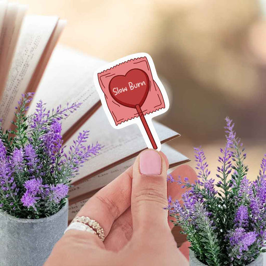 Slow Burn Lollipop Sticker | Spicy Book Club Kindle Sticker | Smut Books Booktok | Smutty Romance Book Lover | Coquette Style