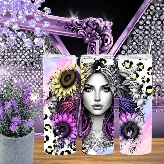 Stay Wild 20oz 30oz Tumbler Stainless Steel Cup Purple Floral Tattoo Girl Gift Edgy Aesthetic Sublimation Drinkware by Marie Gems