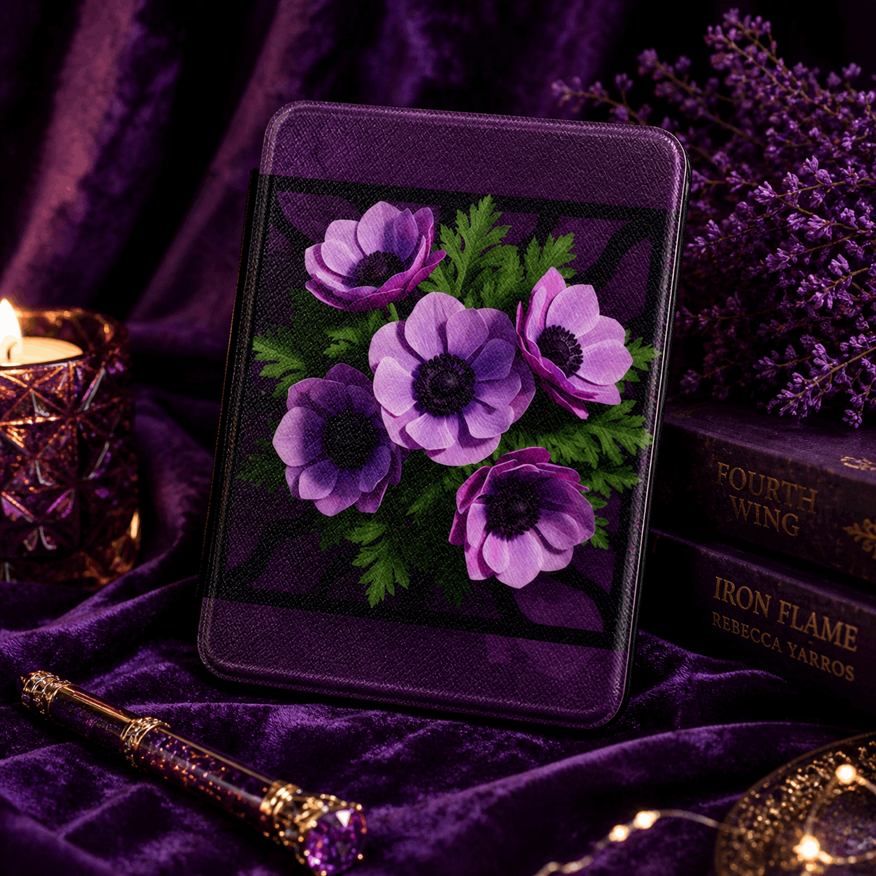 Purple Anemone Kindle Case | Floral Book Lover Cover