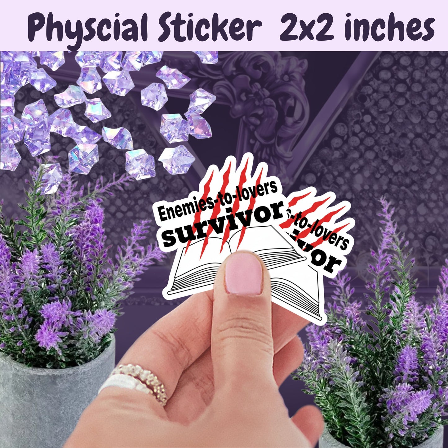 Enemies to Lovers Sticker – Funny BookTok Sticker with Red Claw Marks and Book – Romance Reader Gift for Book Lover