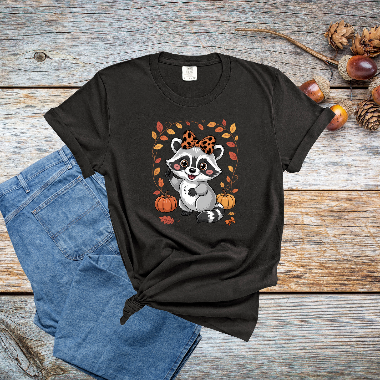 Cozy Fall Vibes Comfort Colors T-shirt - Autumn Tree with Pumpkins Graphic Tee