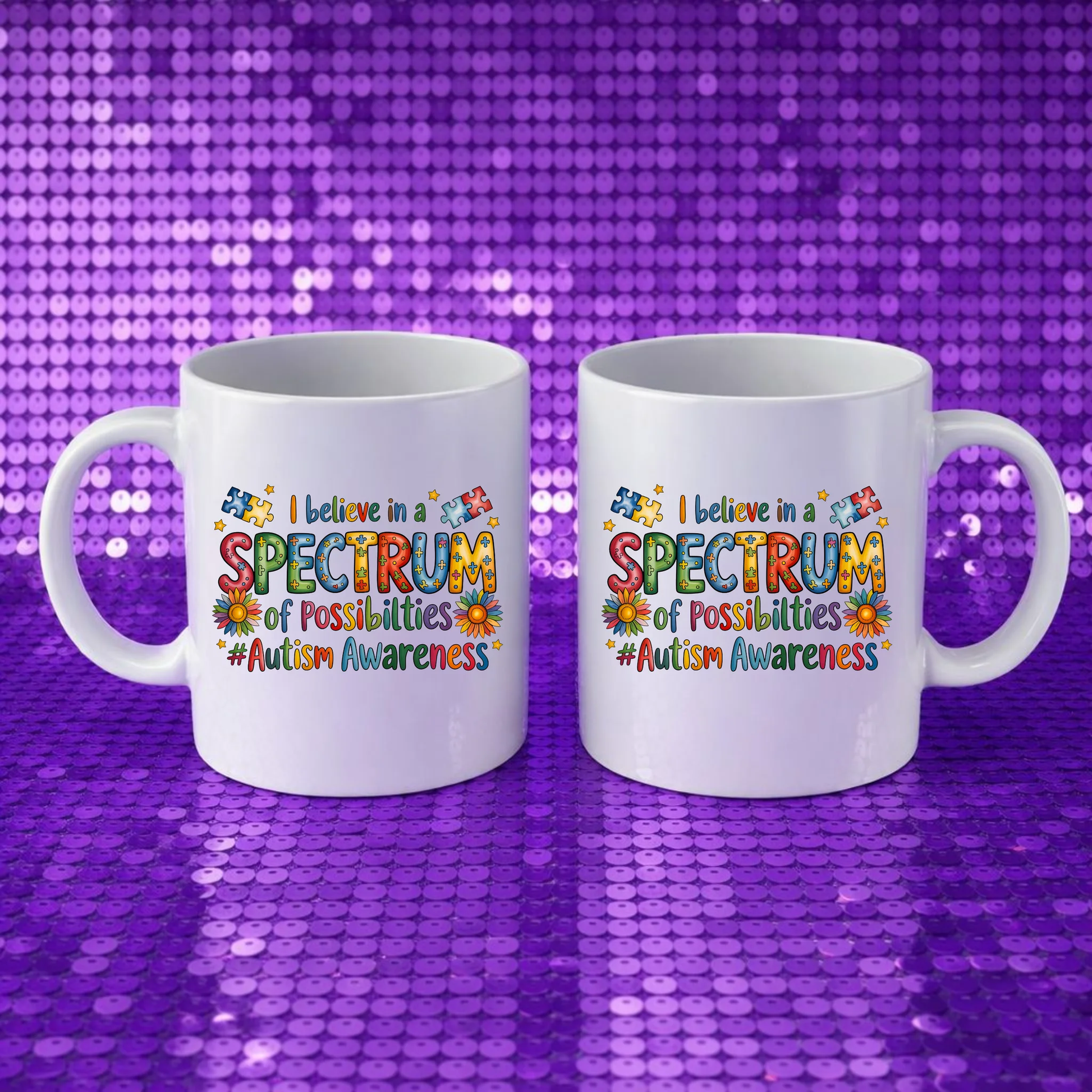 I Believe in a Spectrum of Possibilities" colorful Autism Spectrum of Possibilities Mug | Autism Acceptance Awareness Gift | Colorful Neurodivergent Mug 11oz 15oz [Your Continued Title] by Printify