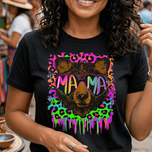 Mama Bear T-Shirt | Bold Mom Graphic Tee | Leopard Mom Shirt