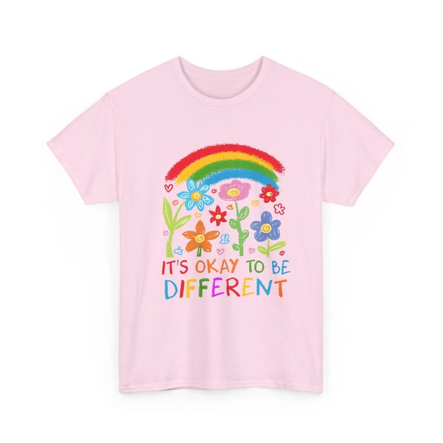 It's Okay to Be Different Autism Acceptance Unisex Heavy Cotton Tee – Rainbow Inclusion Awareness Shirt by Printify