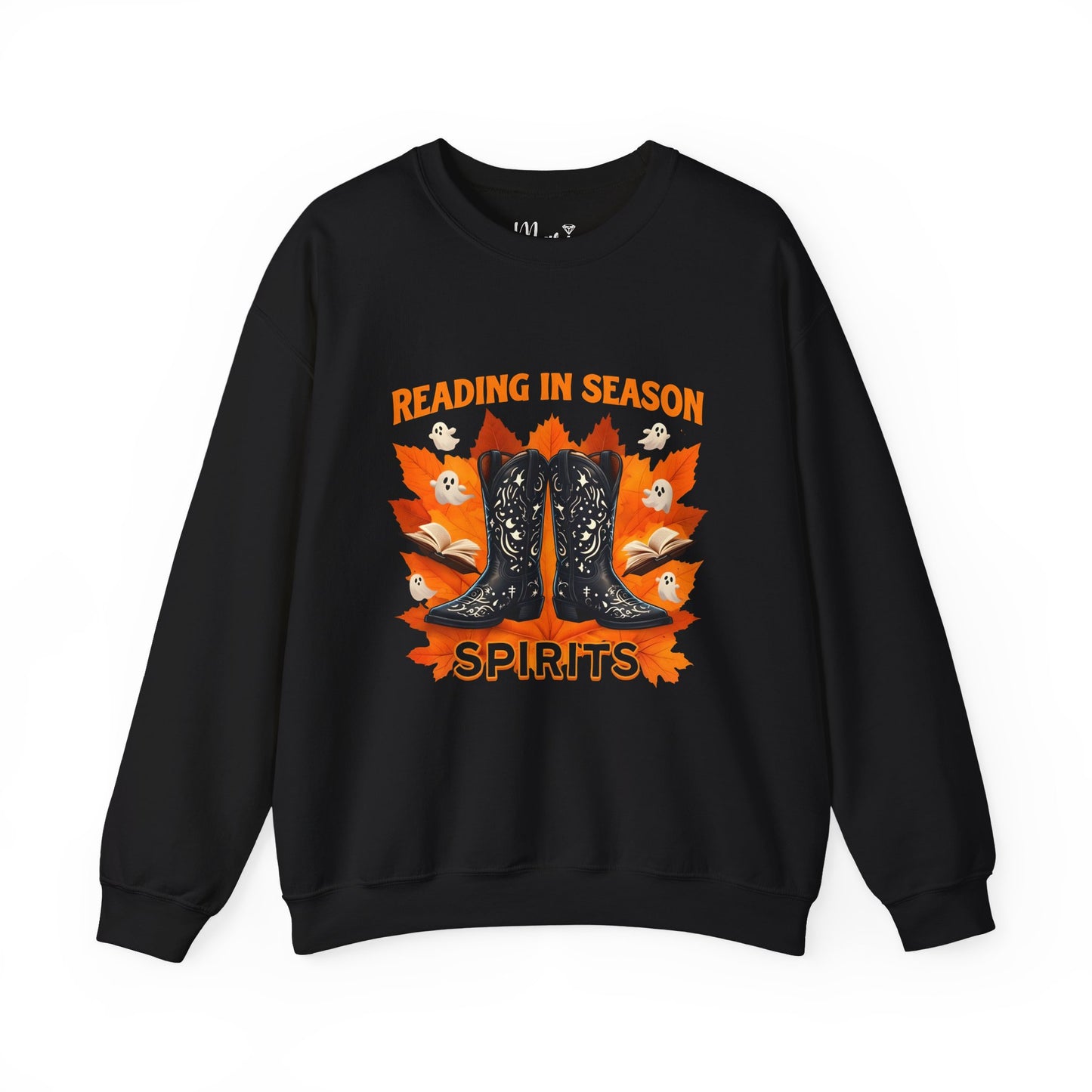 Western Book Lover Crewneck Sweatshirt, Halloween Reading Sweatshirt, Cowboy Boots Fall Vibes, Spooky Season Bookworm