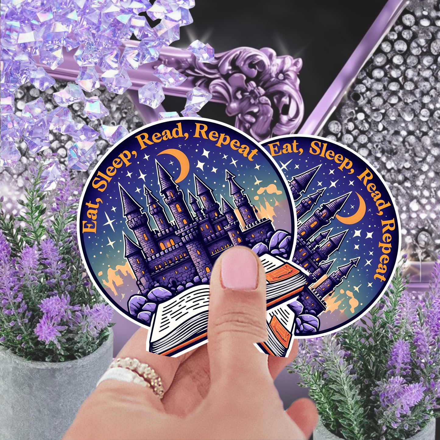 Eat, Sleep, Read, Repeat Castle & Book Sticker - Magical Literary Decal for Readers