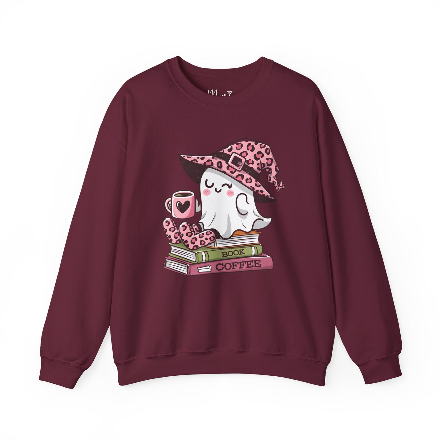 Spooky Ghost Reading Sweatshirt, Cute Halloween Coffee Jumper, Book Lover Halloween Sweater, Ghost with a Book Sweatshirt, Vintage Halloween
