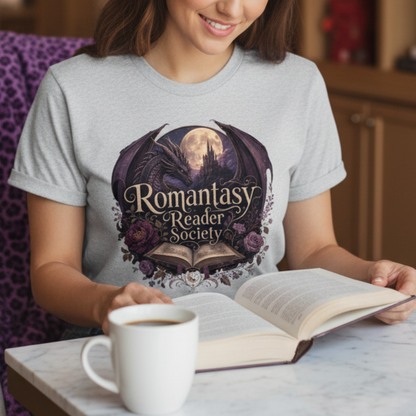 Romantasy Reader Gift-Ready Unisex Graphic T-Shirt showing romantasy reader shirt artwork with romantasy reader shirt, fantasy romance shirt, bookish graphic tee, product image 3
