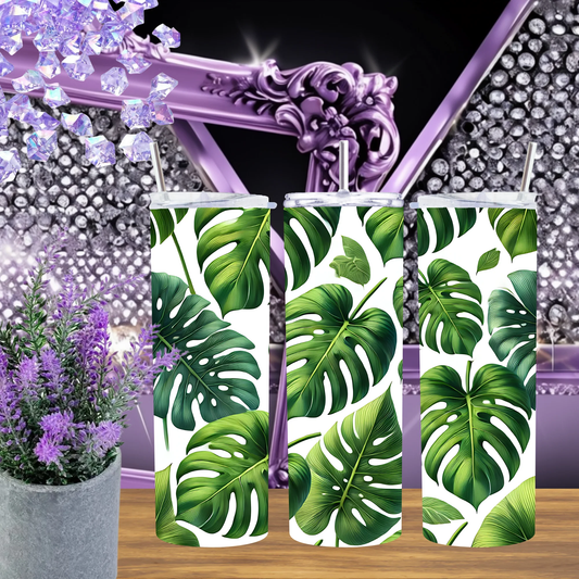 Tropical Monstera Leaf 20oz Tumbler And Green Palm Leaf 30oz Cup Set Drinkware For Plant Lovers by Marie Gems