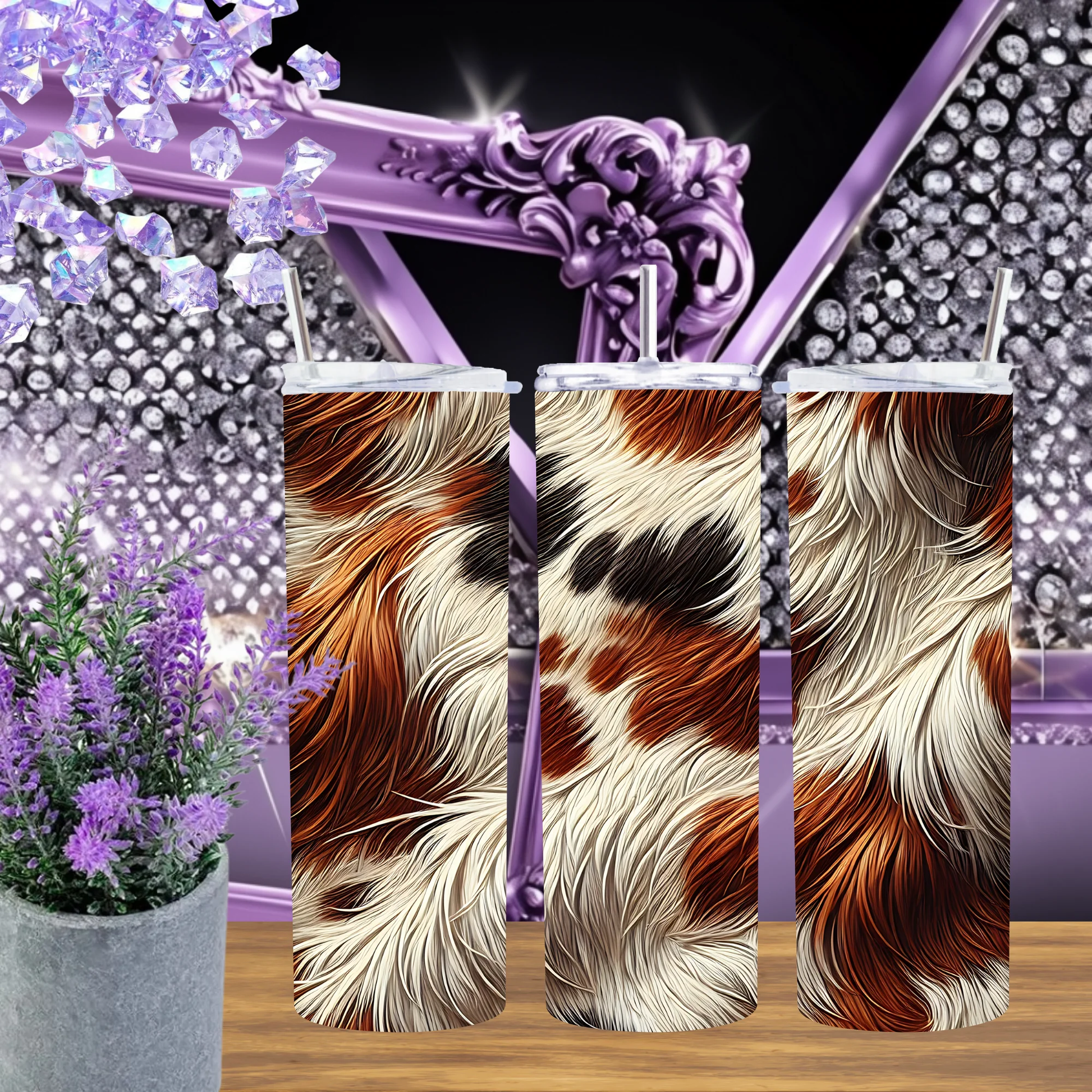 Realistic Cow Hide Tumbler 20oz and 30oz Western Animal Print Rustic Farmhouse Travel Mug Gift for Her by Marie Gems