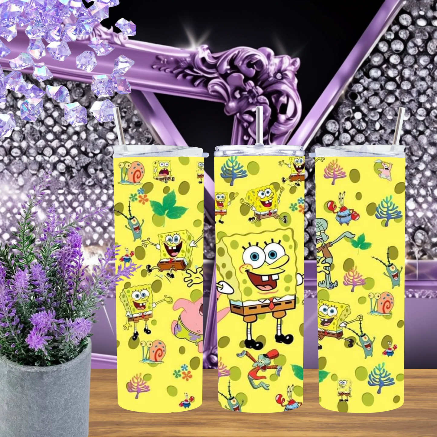 Cartoon Character 20oz Tumbler Animated Sea Life Travel Mug Nostalgic Yellow Gift for Fans and Kids by Marie Gems