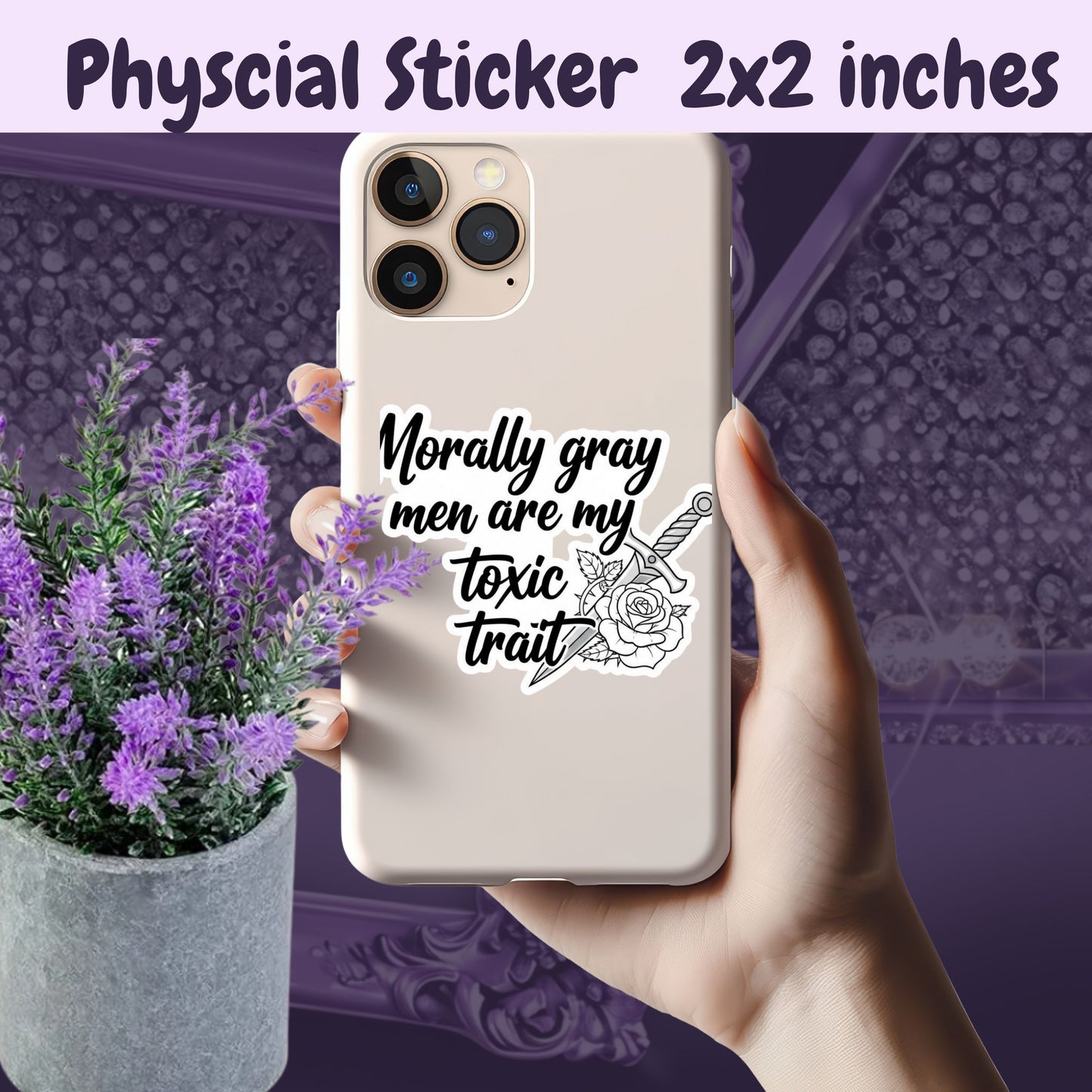Morally Gray Men Sticker – BookTok Aesthetic Waterproof Sticker with Dagger and Rose – Romance Reader Snarky Bookish Gift