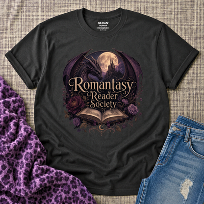 Romantasy Reader Gift-Ready Unisex Graphic T-Shirt showing romantasy reader shirt artwork with romantasy reader shirt, fantasy romance shirt, bookish graphic tee, product image 2