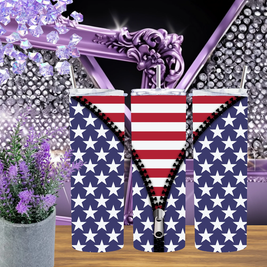 American Flag 20oz Tumbler and 30oz Stainless Steel Cup Patriotic Travel Mug Stars and Stripes Gift July 4th by Marie Gems