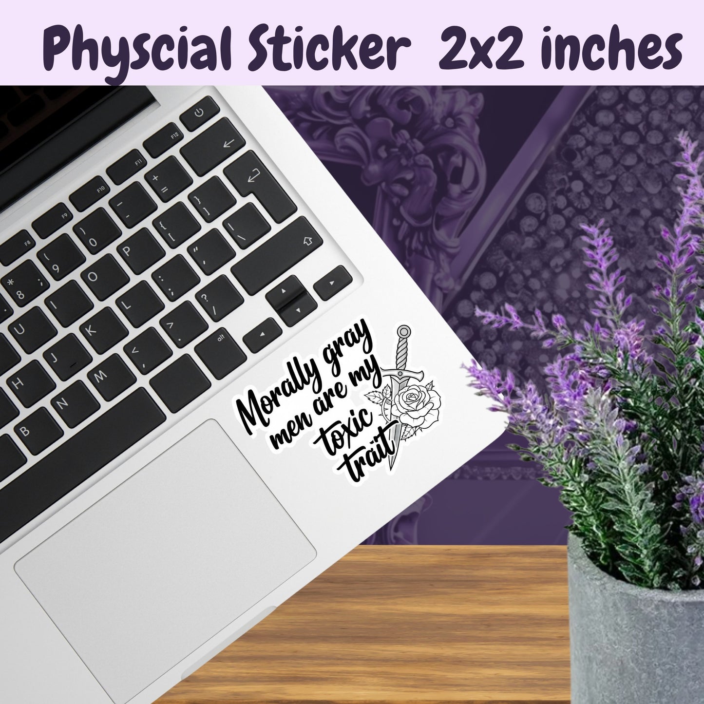 Morally Gray Men Sticker – BookTok Aesthetic Waterproof Sticker with Dagger and Rose – Romance Reader Snarky Bookish Gift