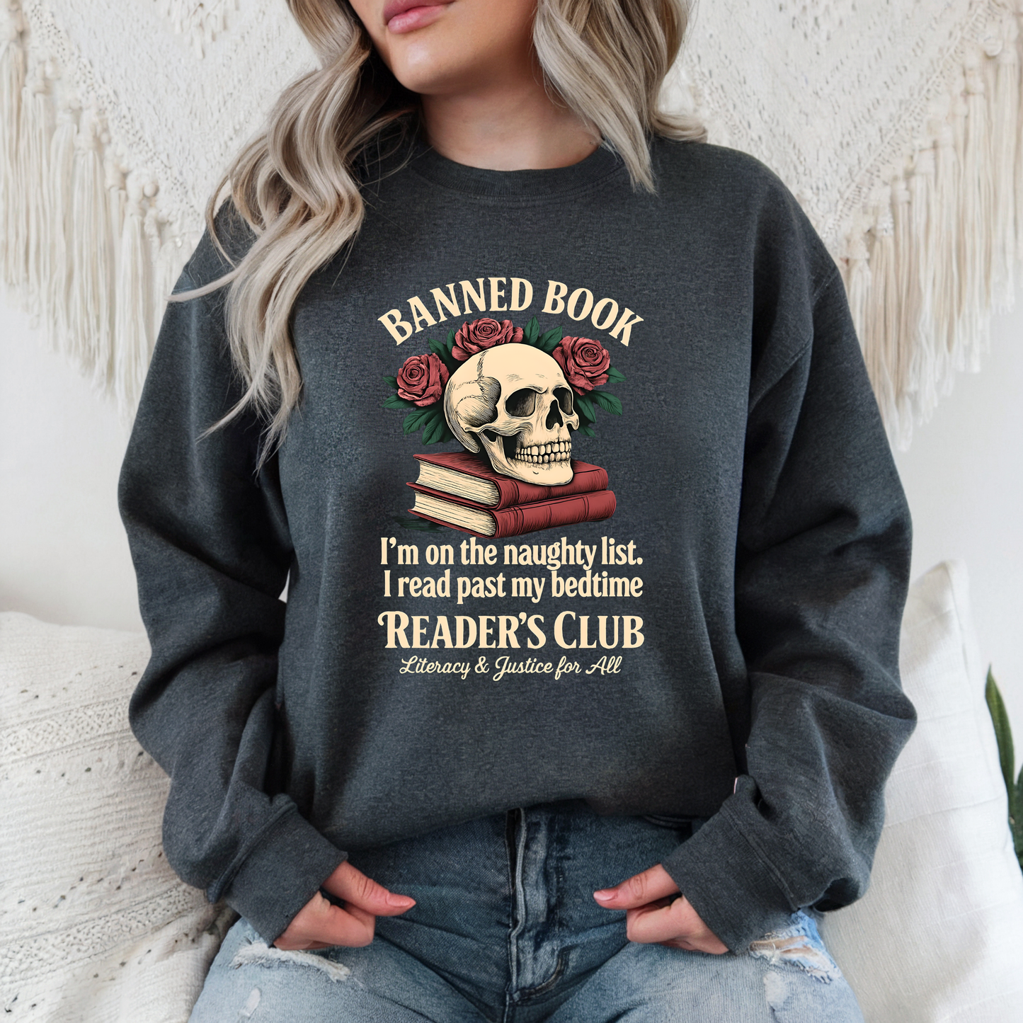 Banned Book Crewneck Sweatshirt, Naughty List Reader Sweater, Anti-Censorship Sweater, Book Lover Gift, Dark Academia Sweater, Gothic Style