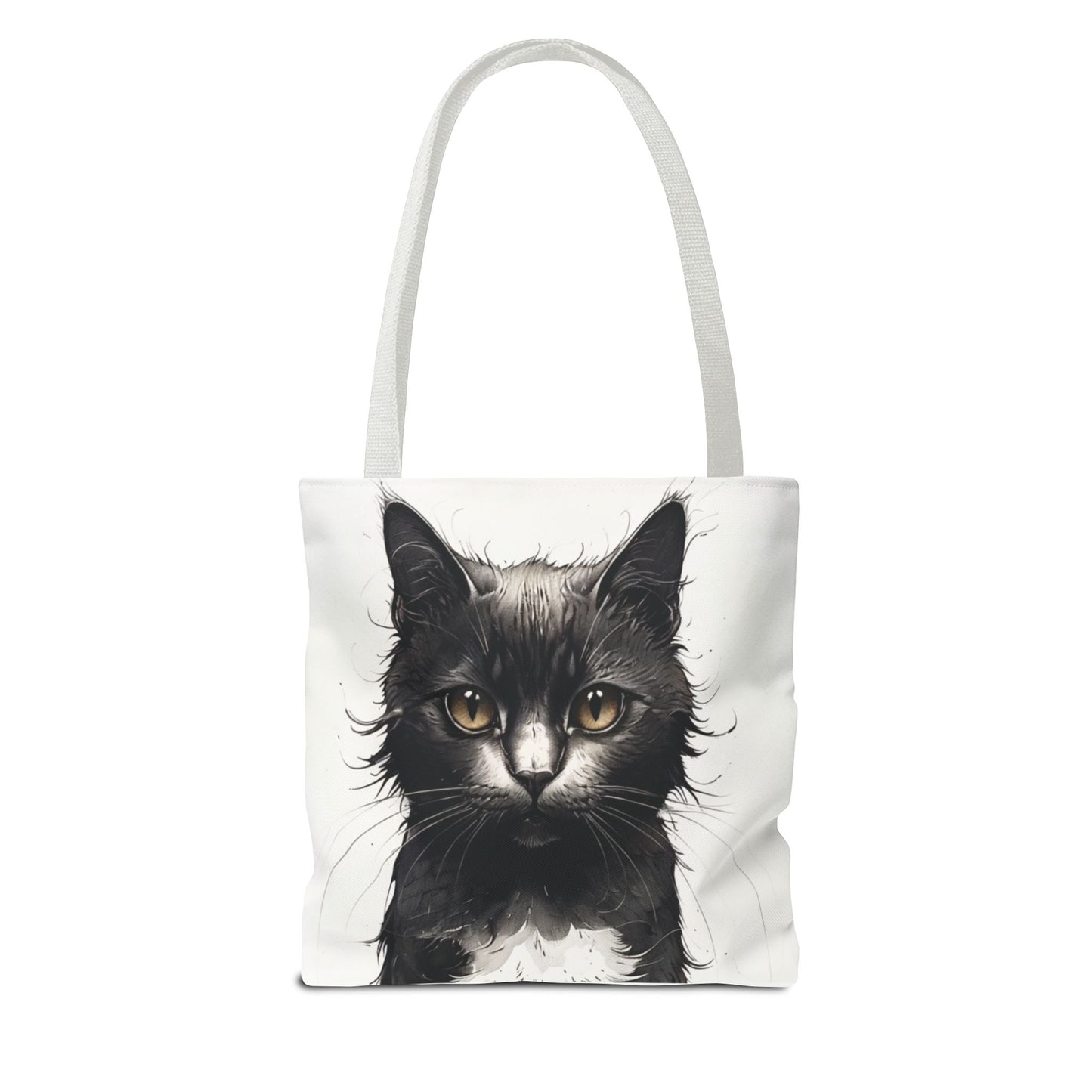 Elegant Black Cat Portrait Tote Bag - Stylish Reusable Shopping Bag for Cat Lovers