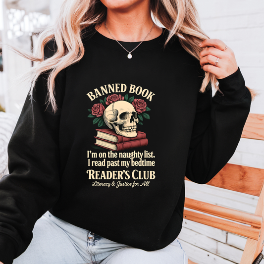 Banned Book Crewneck Sweatshirt, Naughty List Reader Sweater, Anti-Censorship Sweater, Book Lover Gift, Dark Academia Sweater, Gothic Style