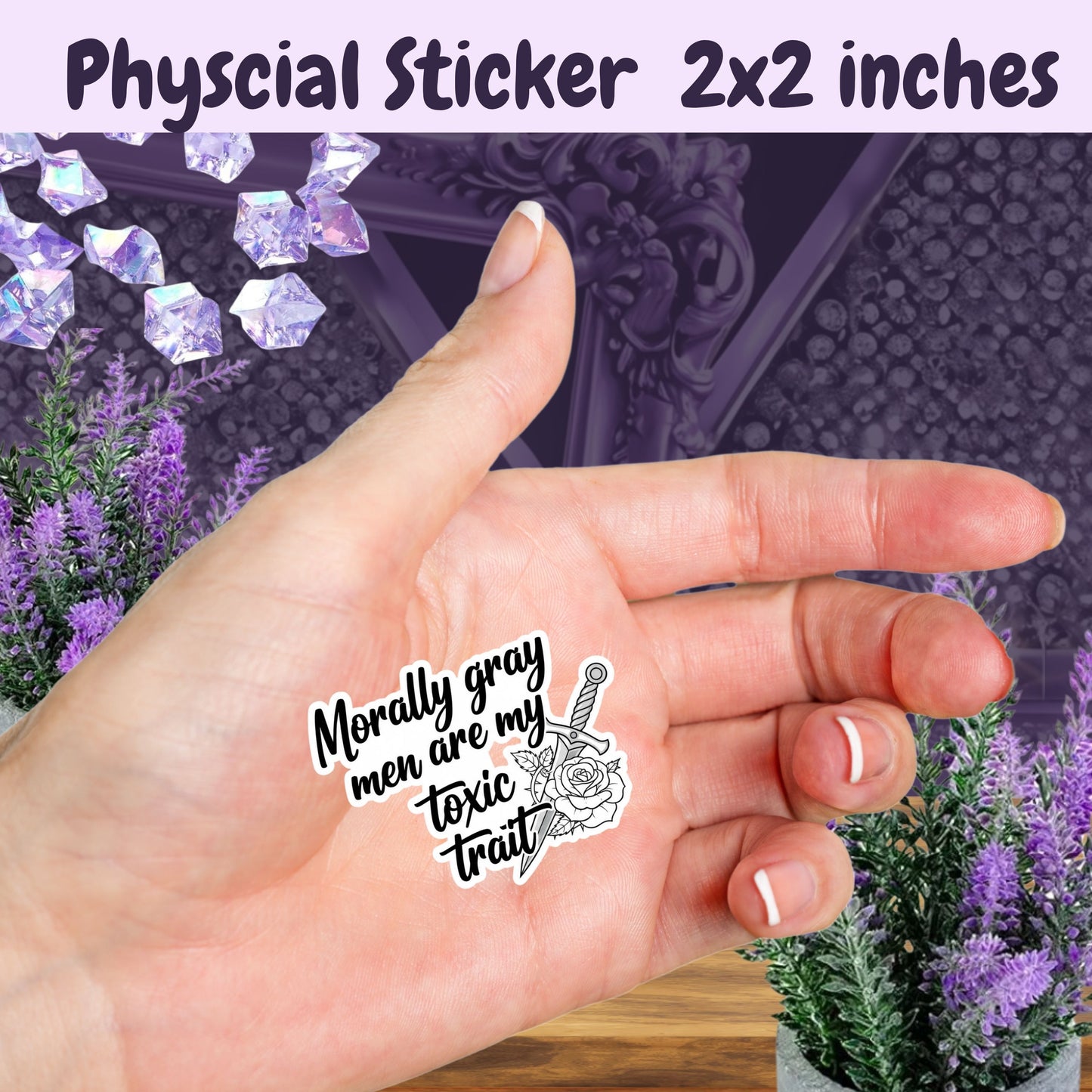 Morally Gray Men Sticker – BookTok Aesthetic Waterproof Sticker with Dagger and Rose – Romance Reader Snarky Bookish Gift