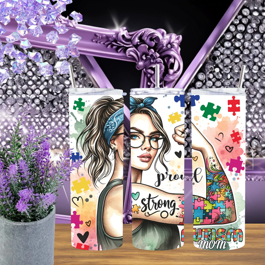 Autism Mom 20Oz Tumbler And 30Oz Stainless Steel Cup Puzzle Piece Neurodiversity Gift Drinkware by Marie Gems