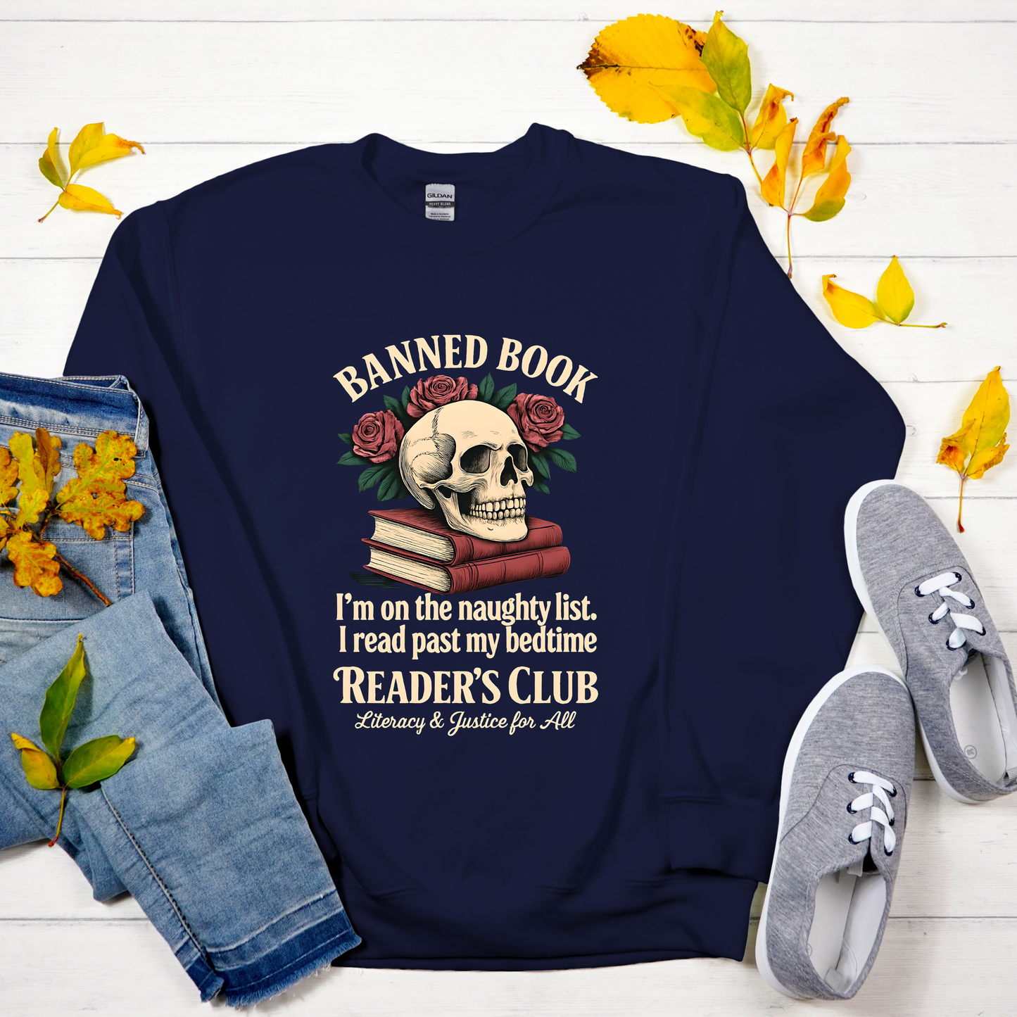 Banned Book Crewneck Sweatshirt, Naughty List Reader Sweater, Anti-Censorship Sweater, Book Lover Gift, Dark Academia Sweater, Gothic Style