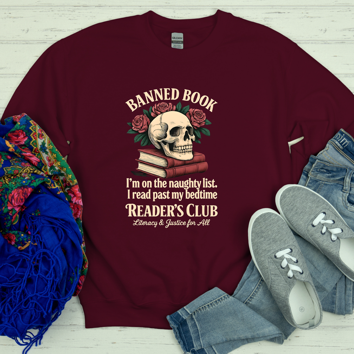 Banned Book Crewneck Sweatshirt, Naughty List Reader Sweater, Anti-Censorship Sweater, Book Lover Gift, Dark Academia Sweater, Gothic Style