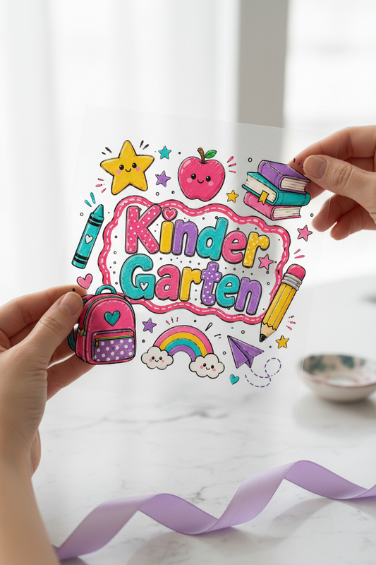 Kindergarten Alternate individual product photo included in the Teacher & School Volume 3 five-pack DTF transfer bundle