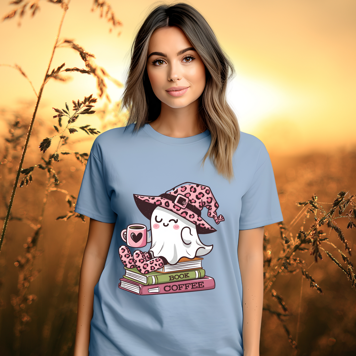 Cute Halloween Coffee Shirt, Spooky Ghost Reading Tee, Vintage Style Halloween Shirt, Cozy Ghost, Book Club Shirt