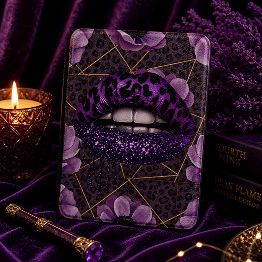 Purple Glitter Lip Kindle Case | Girly Bookish Cover