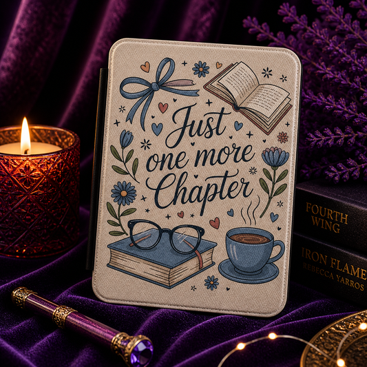 Just One More Chapter Kindle Case | Blue Floral Reader Cover | Book Lover Gift | Kindle Case Cover