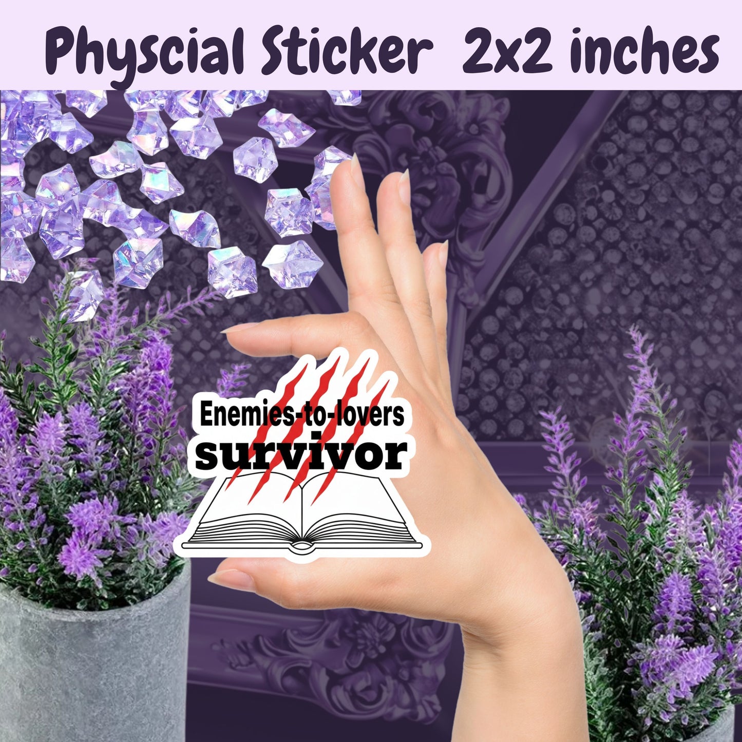 Enemies to Lovers Sticker – Funny BookTok Sticker with Red Claw Marks and Book – Romance Reader Gift for Book Lover