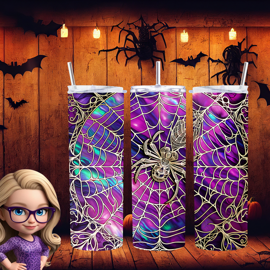 Spellbound Spider Web Halloween Tumbler – Handmade Spooky Drinkware