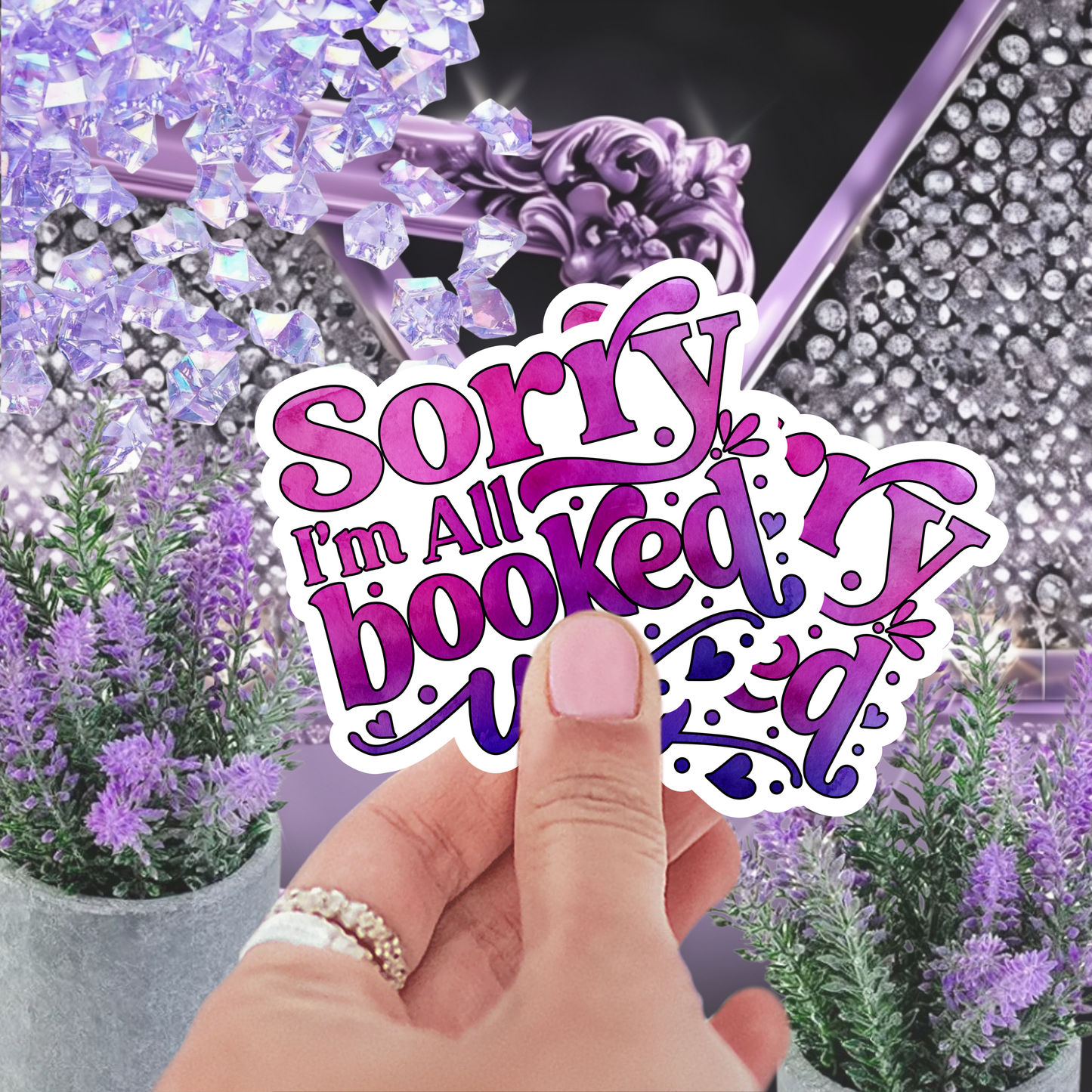 Sorry I'm All Booked Up" Sticker, Bookish Sticker, Reading Sticker, Book Lover Gift, Water-Resistant Vinyl Decal