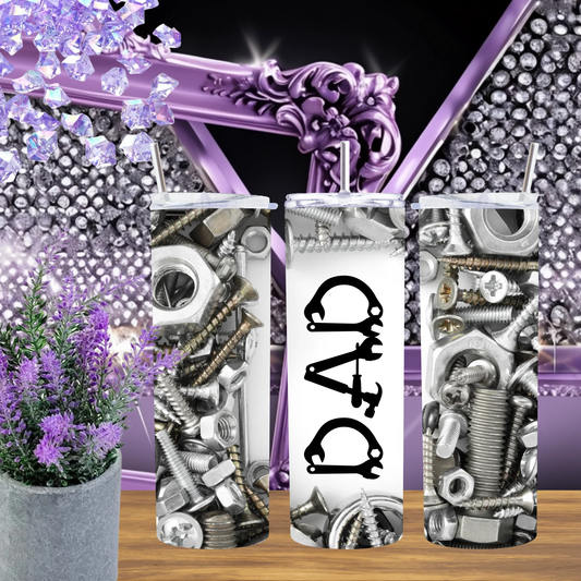 Dad Tool 20oz Tumbler Wrench And Bolts Mechanic Travel Mug Fathers Day Gift Best Dad Ever Stainless Steel by Marie Gems