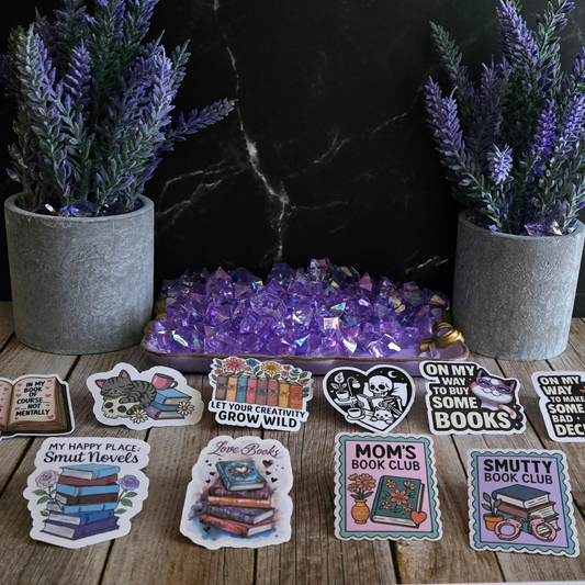 Ultimate 12-Sticker Book Lover Bundle: Smut, Goth, Funny, & Cozy Reader Decals - Diverse Literary Collection