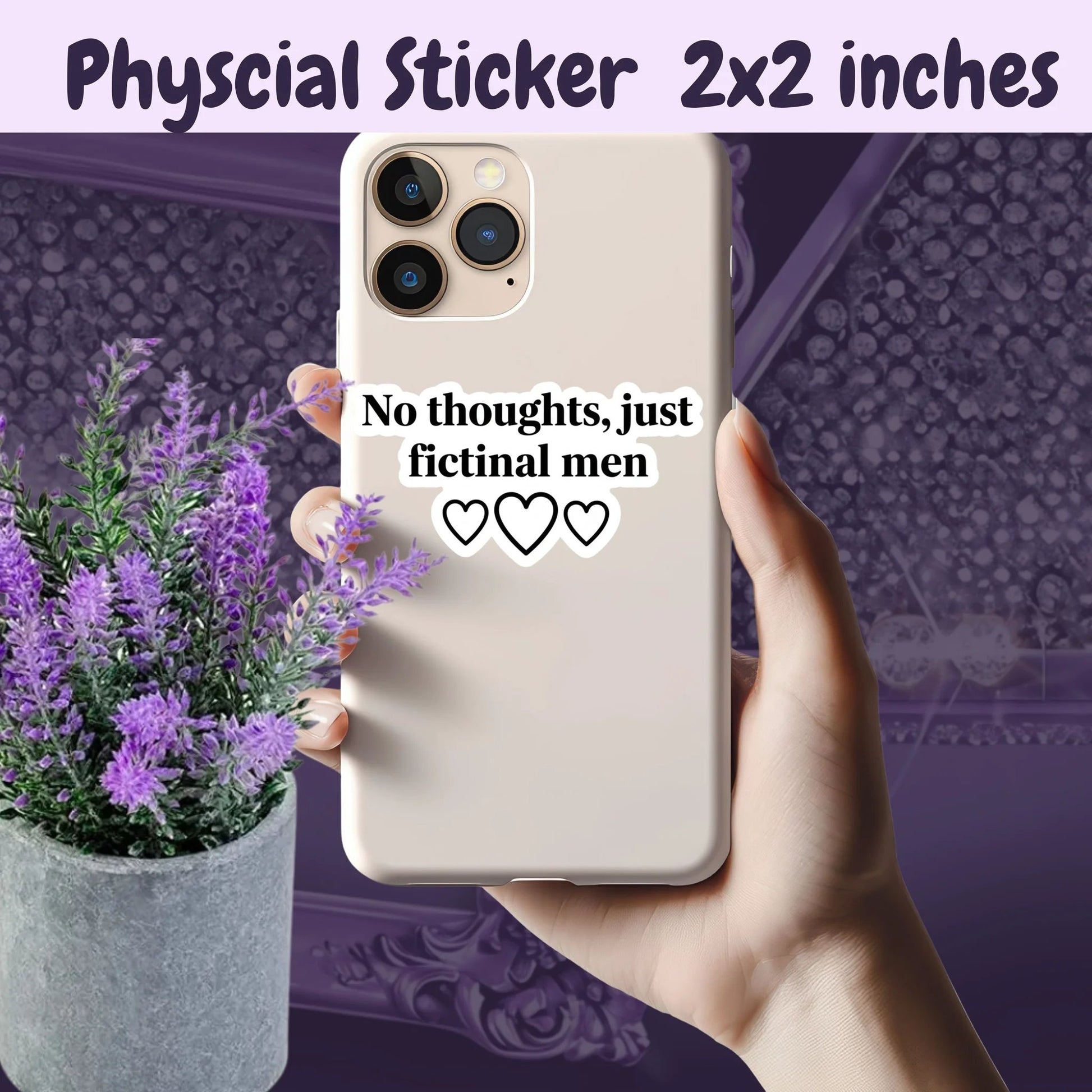 Fictional Men No Thoughts Just Fictional Men Sticker With White Outline And Hearts Funny BookTok Reader Sticker by Marie Gems