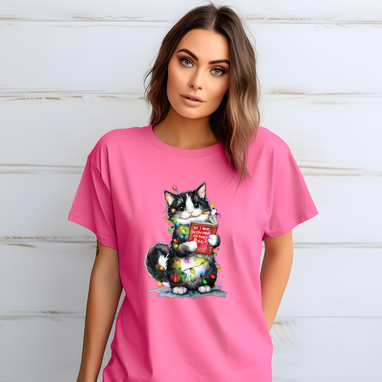 All I Want for Christmas Is Food Cat T-Shirt, Christmas Cat Lover Shirt, Cute Cat Holiday Tee, Funny Holiday Gift, Comfort Colors