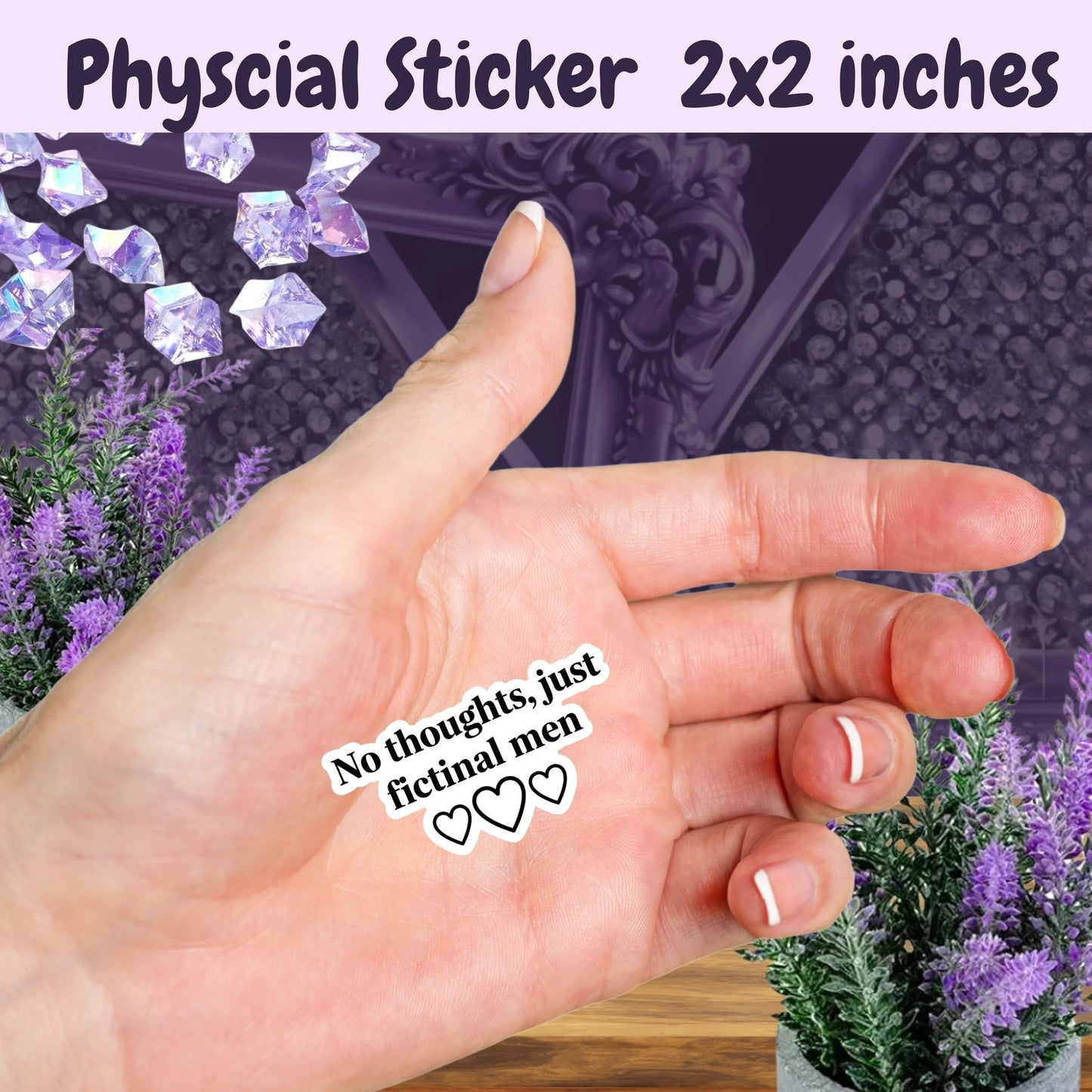 Fictional Men No Thoughts Just Fictional Men Sticker With White Outline And Hearts Funny BookTok Reader Sticker by Marie Gems