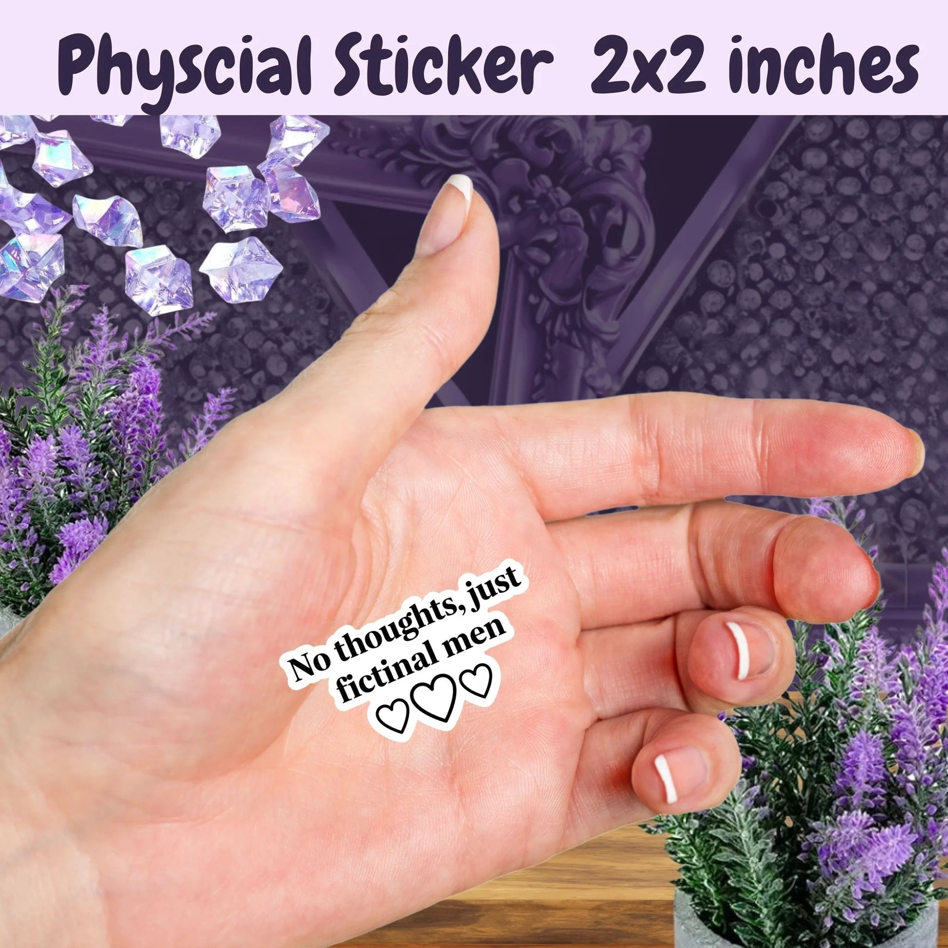 Fictional Men No Thoughts Just Fictional Men Sticker With White Outline And Hearts Funny BookTok Reader Sticker by Marie Gems